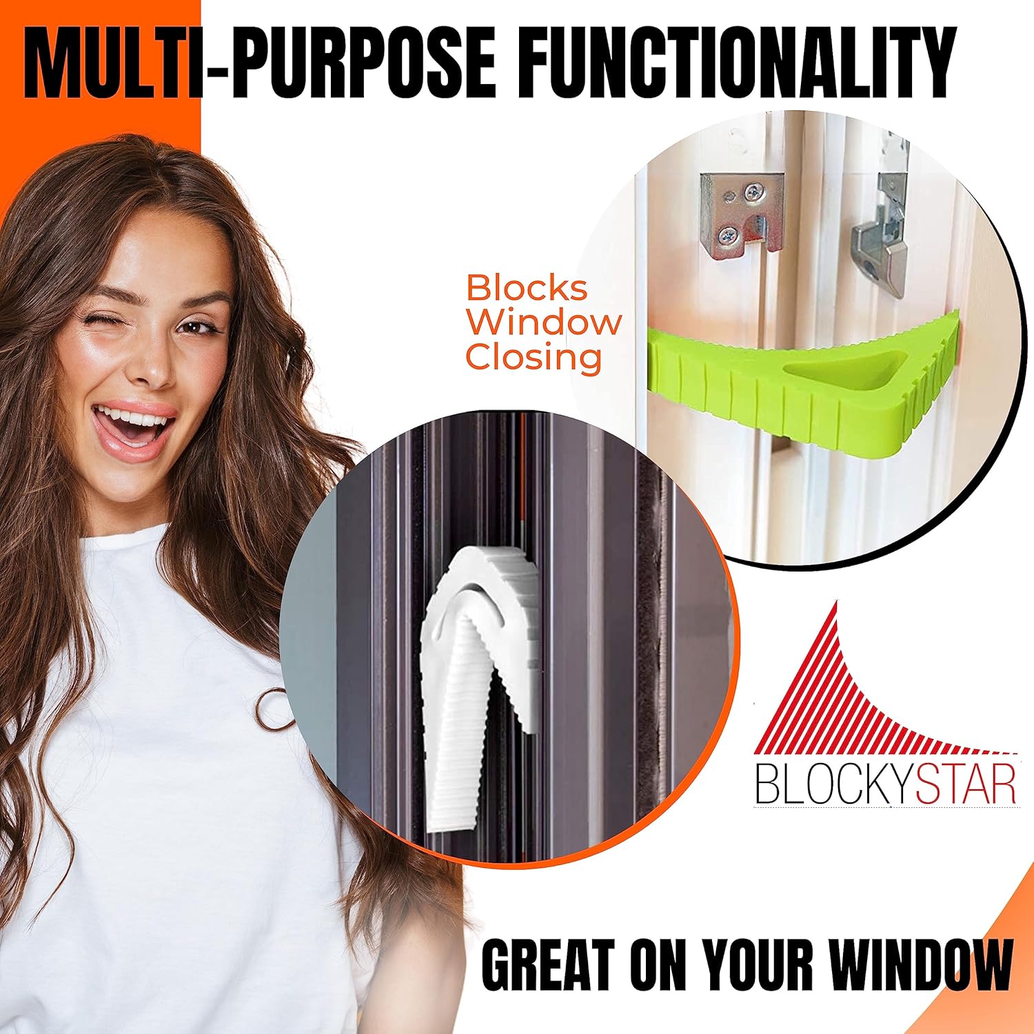 Blockystar Rubber Door Stopper & Window Wedge, Award Winning Decorative Doorstop, Multi-Surface Door Stoppers