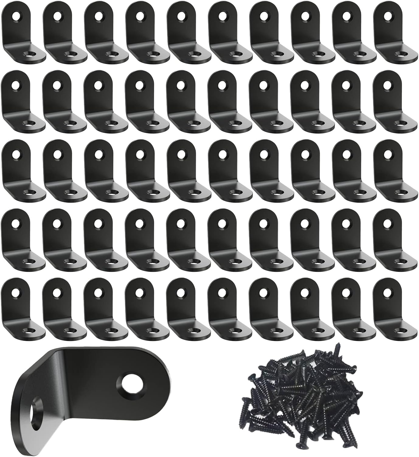 Corner Brace, L Bracket, Corner Brackets of Stainless Steel,Small Angle Support for Home Improvement, Metal Iron Braces for Wood Aufuga (50, Black, 0.8x0.8x0.6)