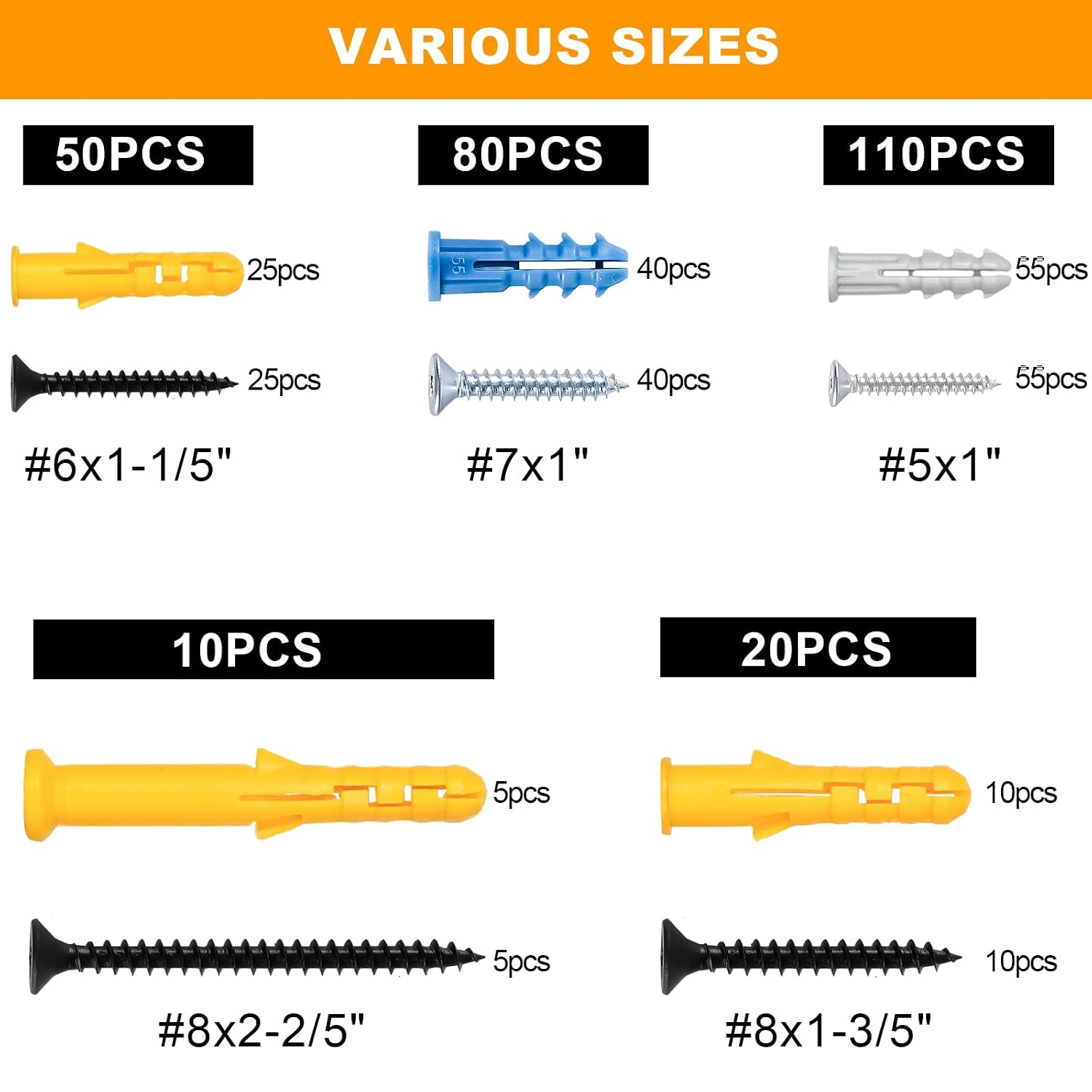KURUI 270Pcs Wall Anchors Kit for Home Improvement and Decor, Replace Picture Hanging Nails