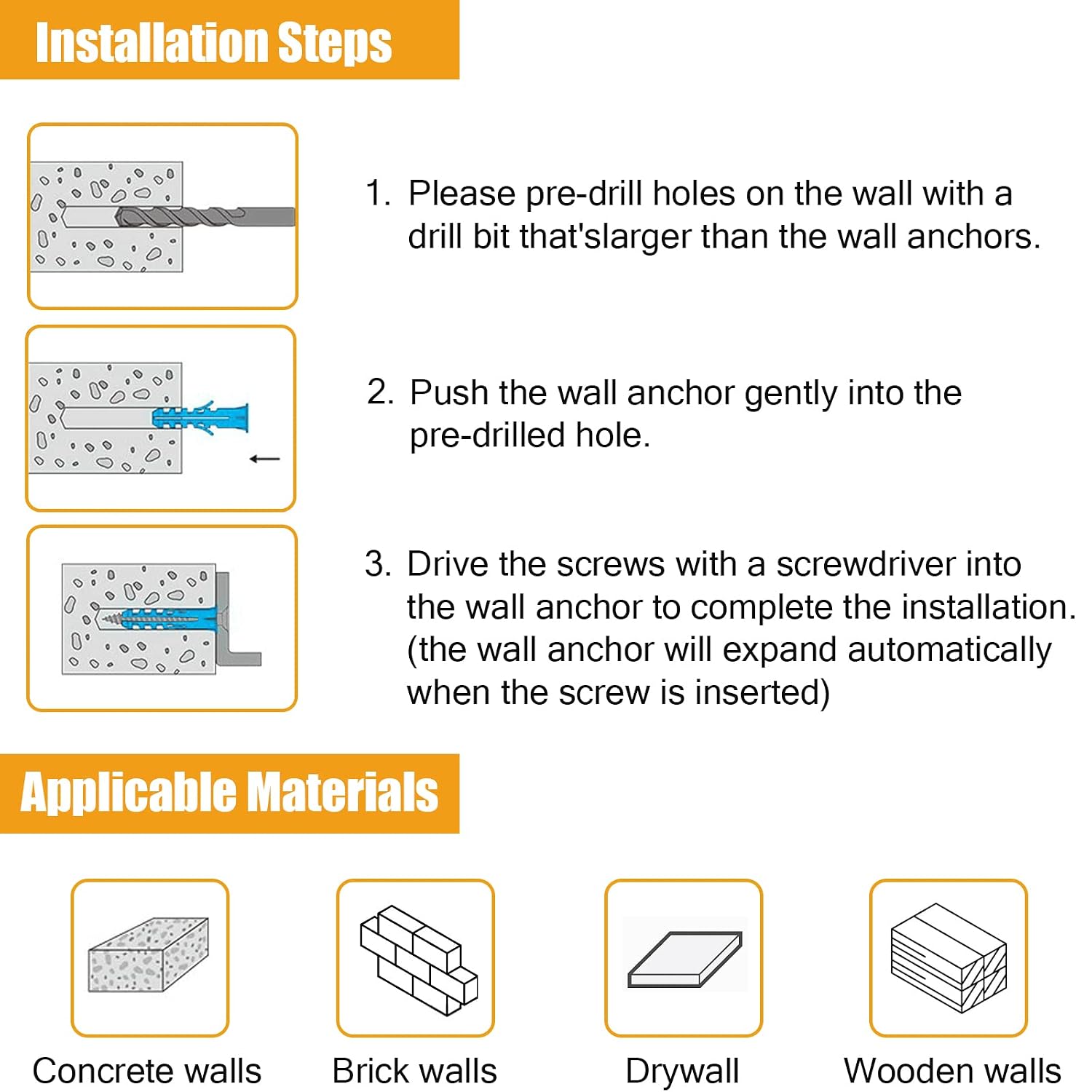 KURUI 270Pcs Wall Anchors Kit for Home Improvement and Decor, Replace Picture Hanging Nails