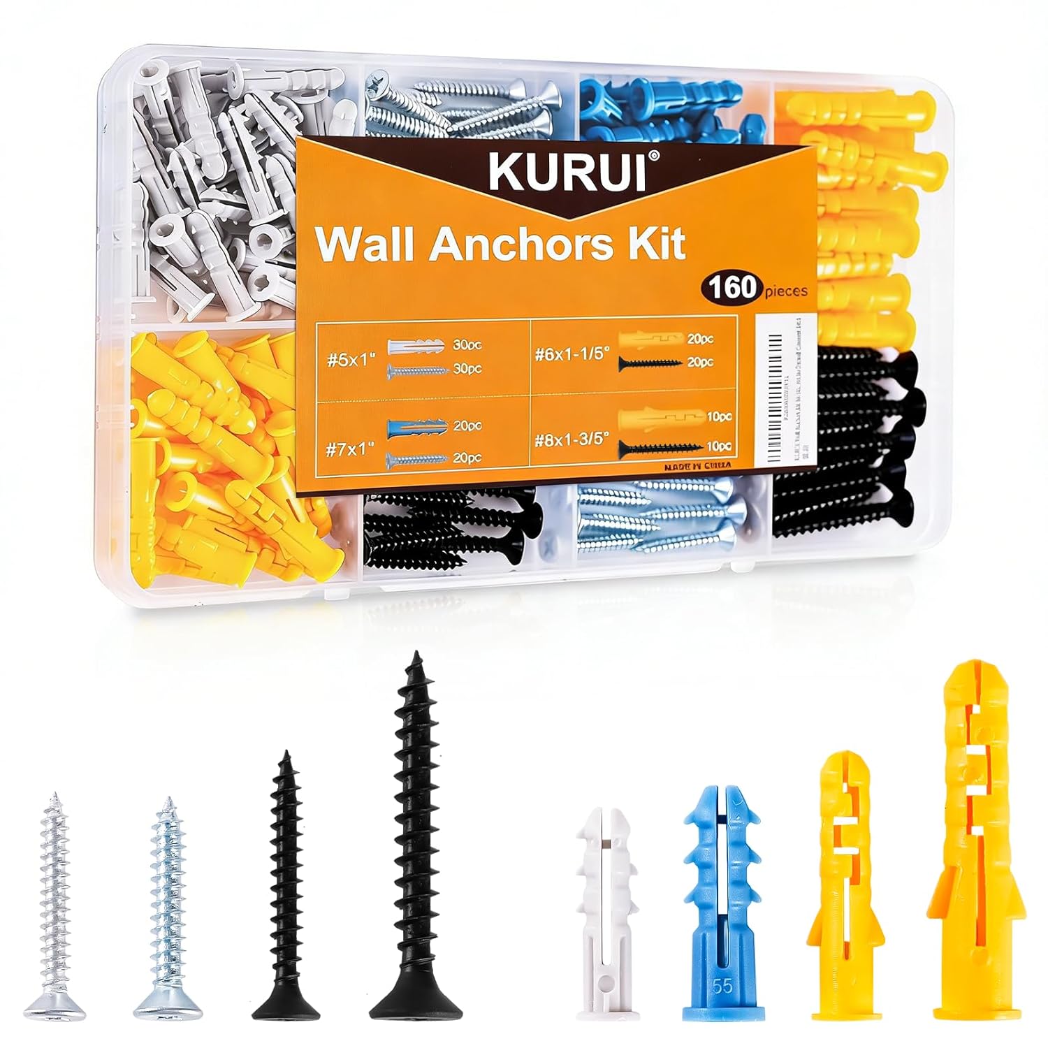 KURUI 270Pcs Wall Anchors Kit for Home Improvement and Decor, Replace Picture Hanging Nails