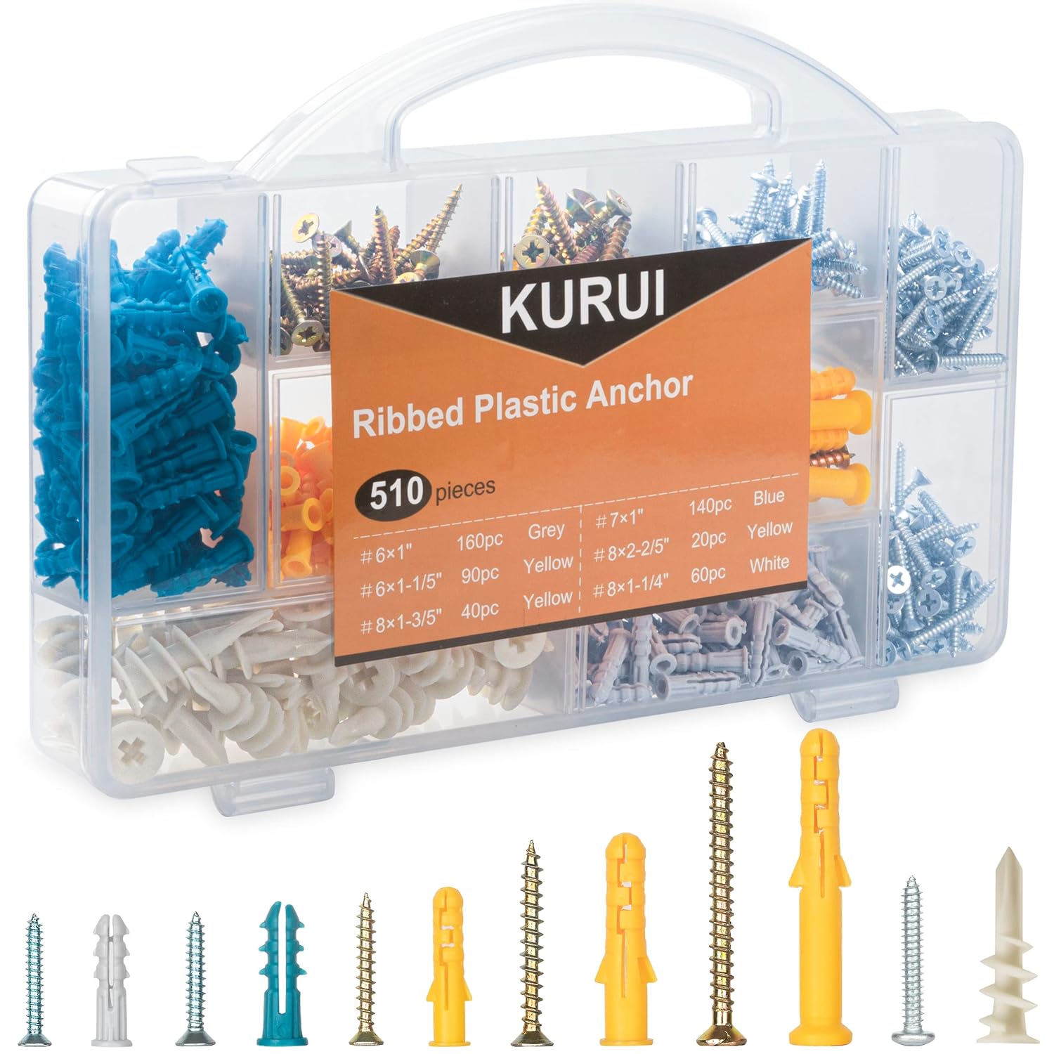 KURUI 270Pcs Wall Anchors Kit for Home Improvement and Decor, Replace Picture Hanging Nails