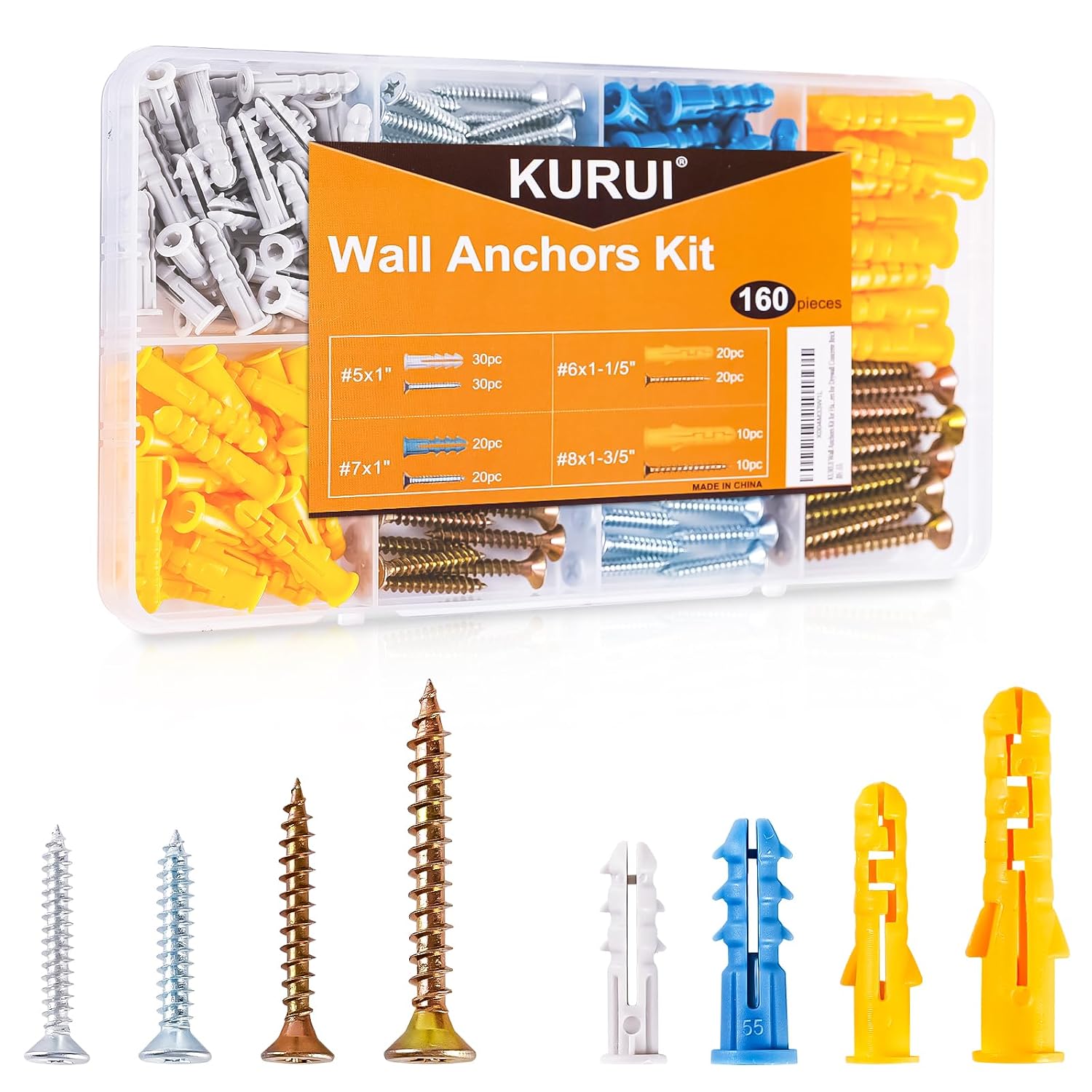 KURUI 270Pcs Wall Anchors Kit for Home Improvement and Decor, Replace Picture Hanging Nails