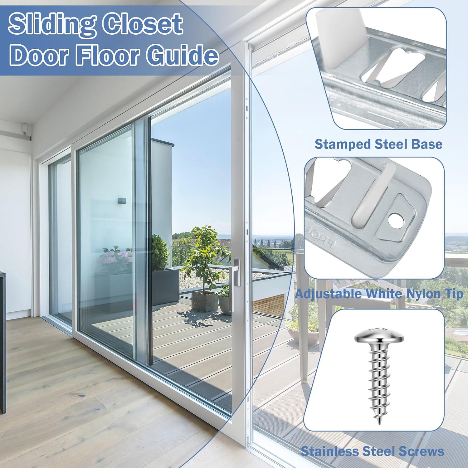 Sliding Closet Door Floor Guide Compatible with Prime-Line N 6560 | Stamped Steel Sliding