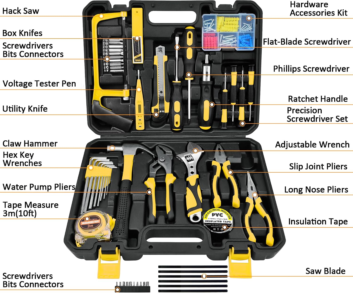 SOLUDE Tool Set,148-Piece Home Repair Tool Kit for Men Women College Students,Household Basic Hand