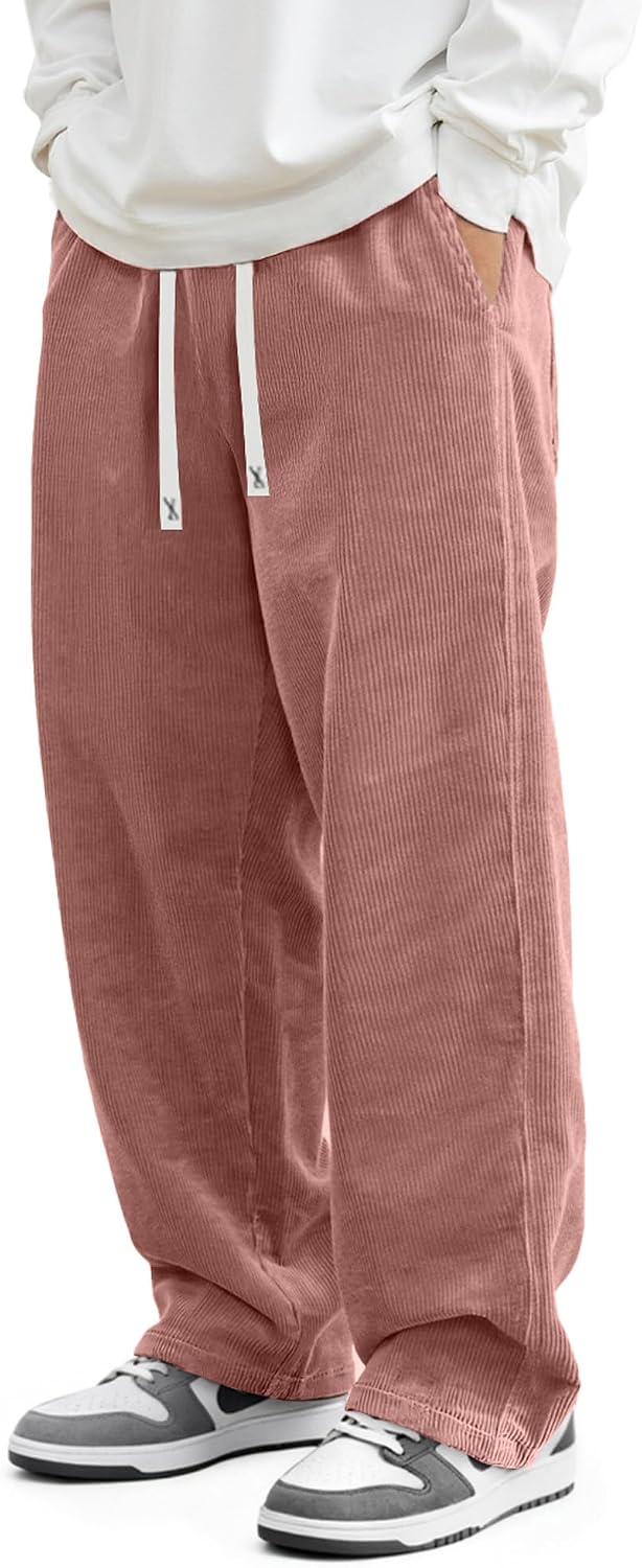 Loose Fit Grey Corduroy Drawstring Pants - Hình 19
