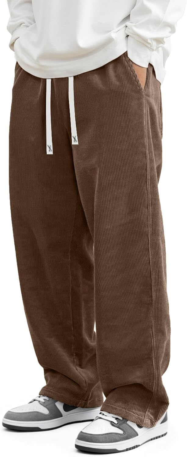 Loose Fit Grey Corduroy Drawstring Pants - Hình 14