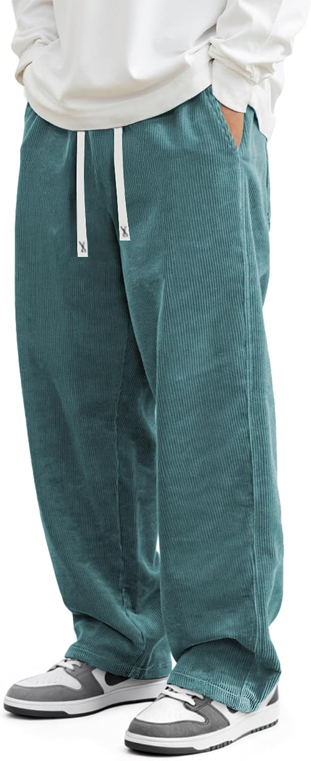 Loose Fit Grey Corduroy Drawstring Pants - Hình 21