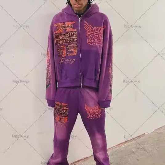 Vintage Washed Red Motocross Zip-Up Hoodie - Hình 4