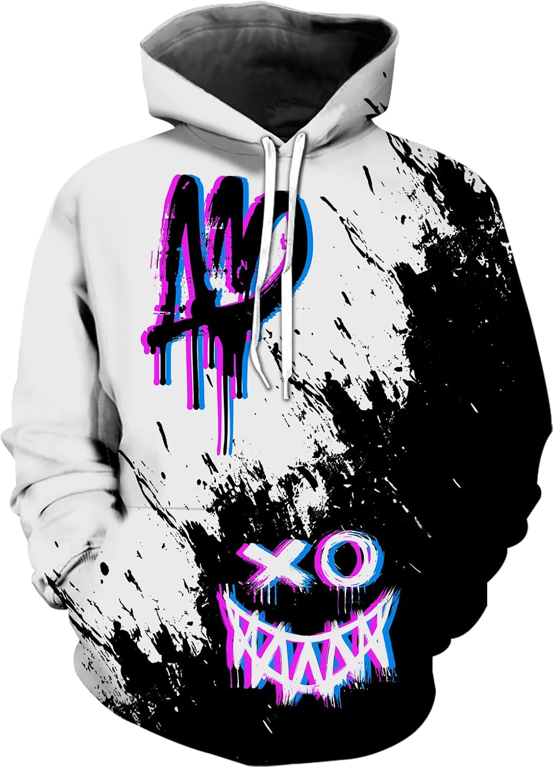 Urban Glitch Art Drip Graphic Hoodie for Men