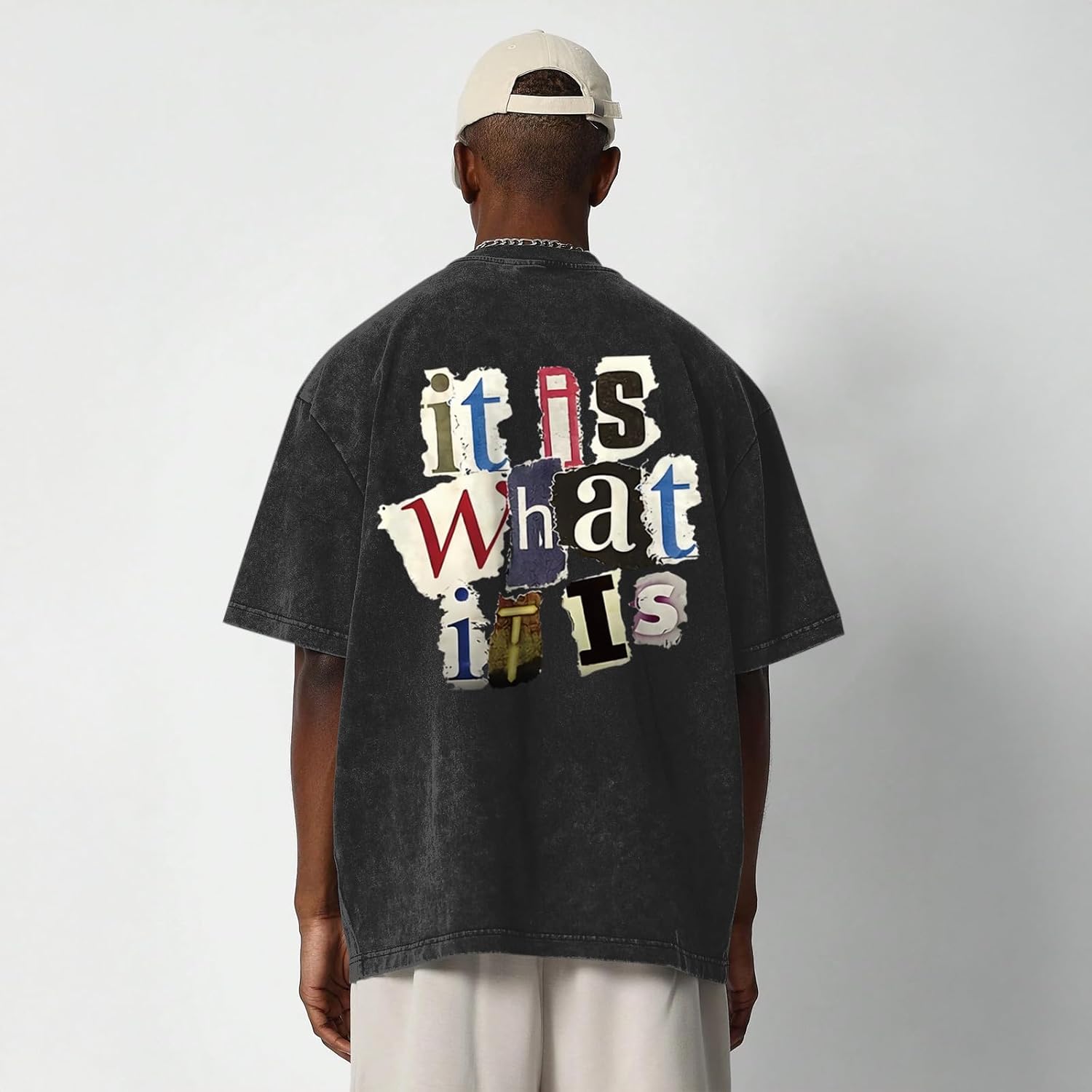 Unisex Washed Black Graphic Tee - Hình 4