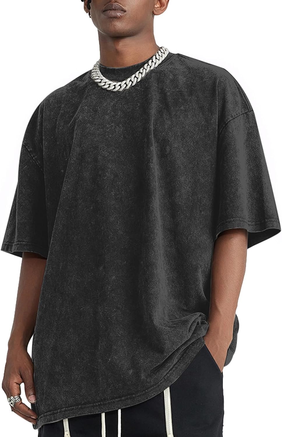 Unisex Washed Black Graphic Tee - Hình 5