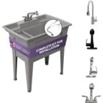 Durable Black Utility Sink with Pull-Out Faucet & Full Kit — view 10