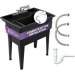 Durable Black Utility Sink with Pull-Out Faucet & Full Kit — view 6