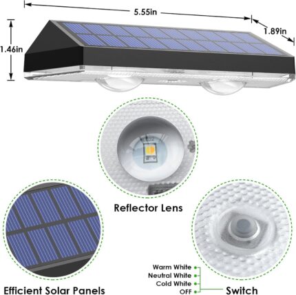Outdoor Solar Fence Lights – IP65 Waterproof Wall Mount Deck Lighting — view 2