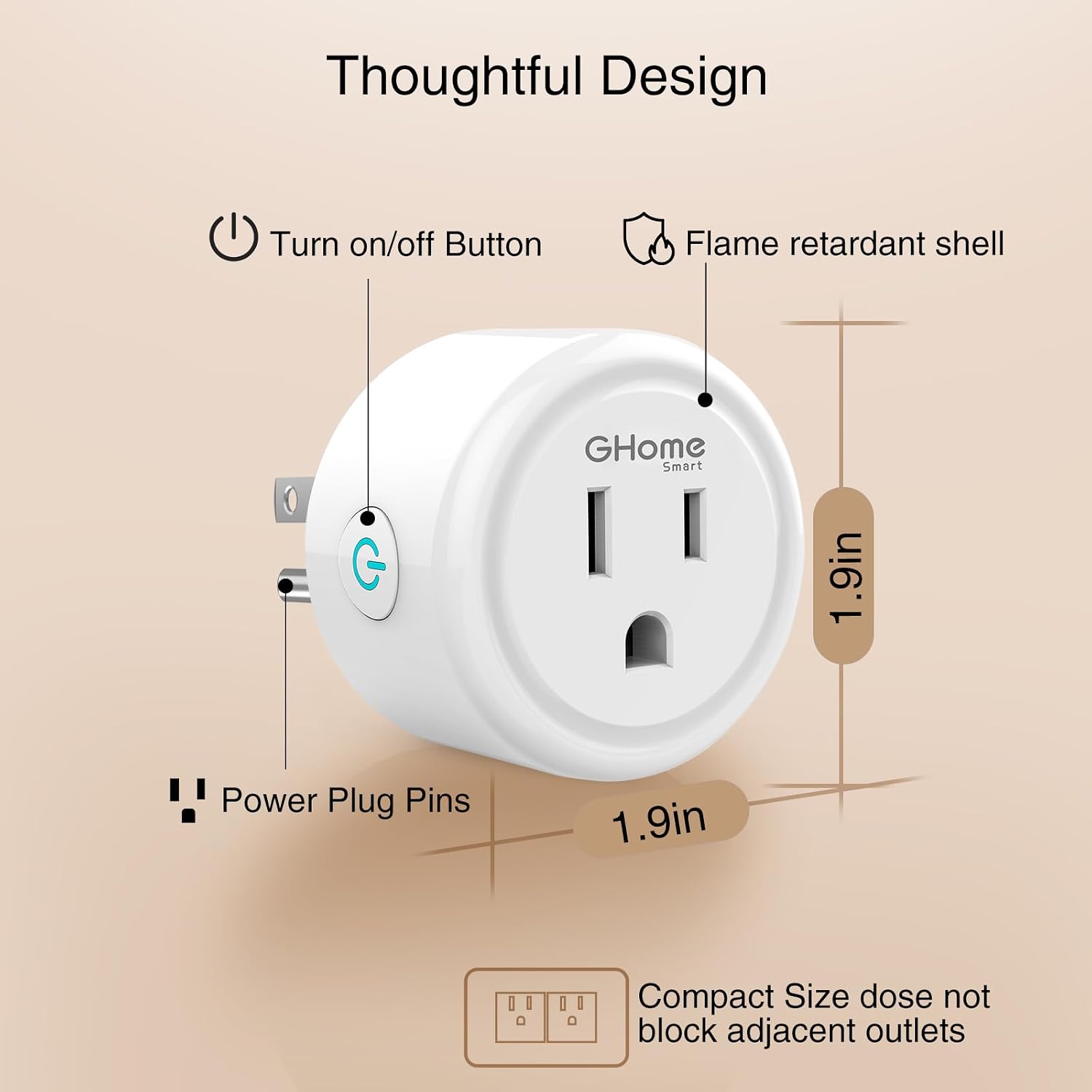 GHome Smart Plug, WiFi Smart Plugs Work with Alexa and Google Home, Smart Outlet