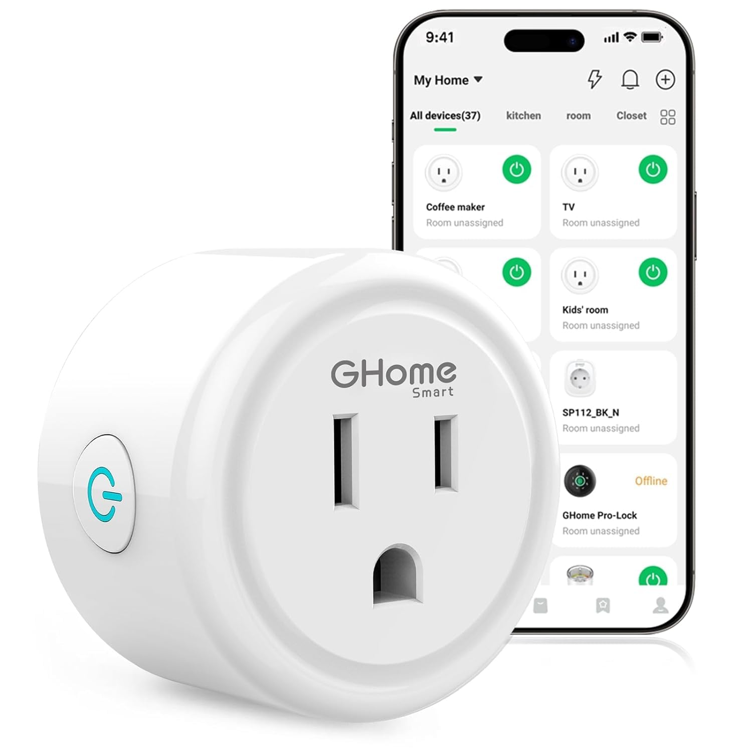 GHome Smart Plug, WiFi Smart Plugs Work with Alexa and Google Home, Smart Outlet