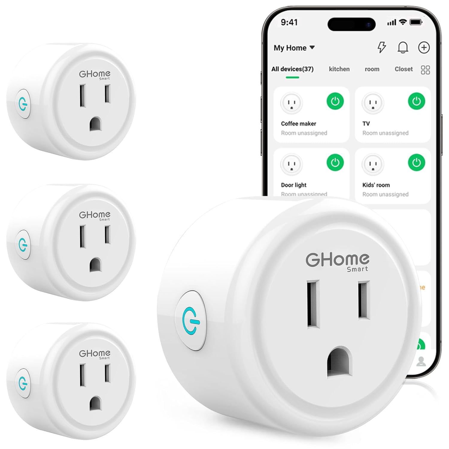 GHome Smart Plug, WiFi Smart Plugs Work with Alexa and Google Home, Smart Outlet