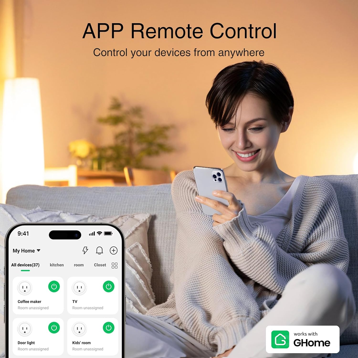 GHome Smart Plug, WiFi Smart Plugs Work with Alexa and Google Home, Smart Outlet