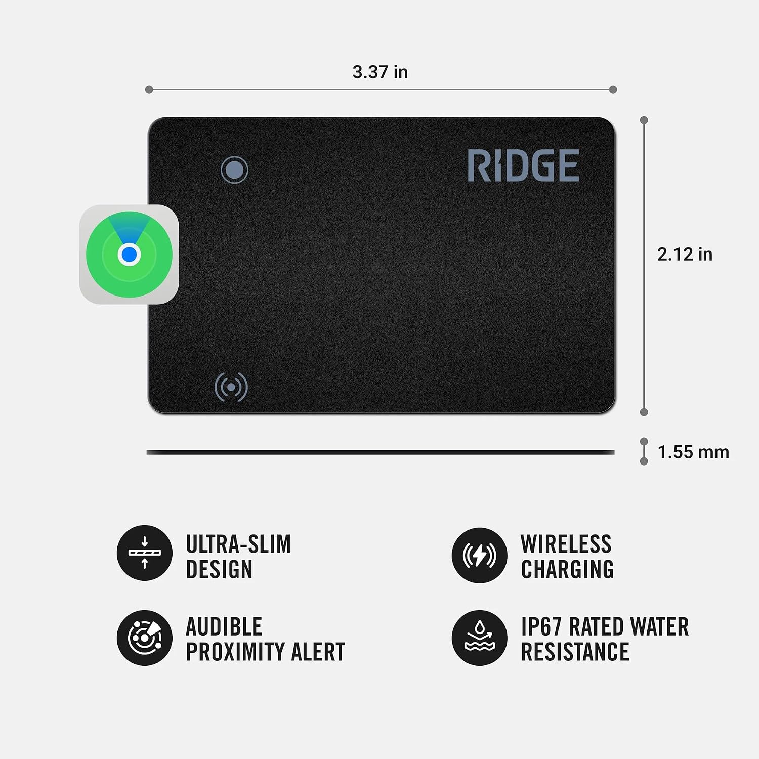 Ridge Wallet Tracker Card Compatible with Apple Find My, Slim Tracking Card – Wallet