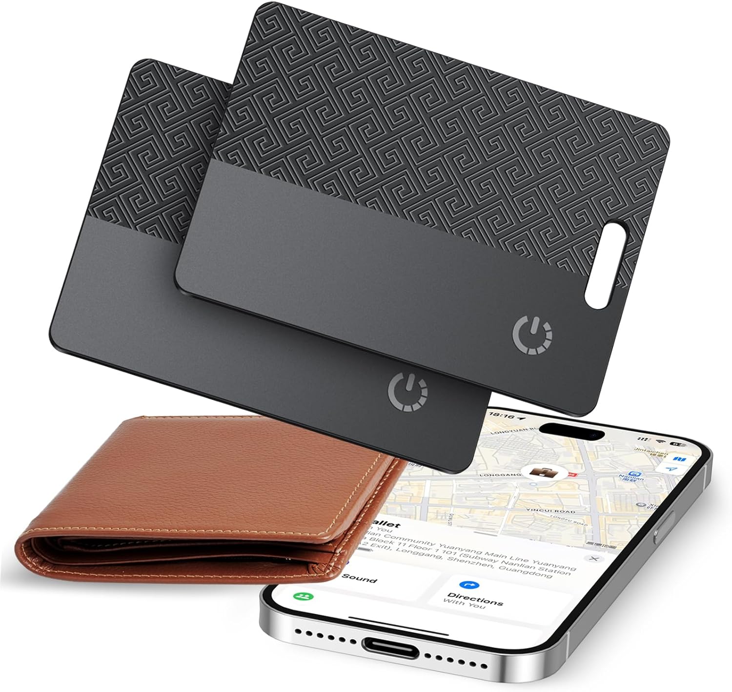 Ultra-Thin Wallet Tracker Card(iOS Only), Bluetooth Tracker Smart Card for Apple Find My iPhone Wallet GPS Tracker, Supports Wireless Charging, 10 Years Battery for Luggage, Wallets, Classic Black