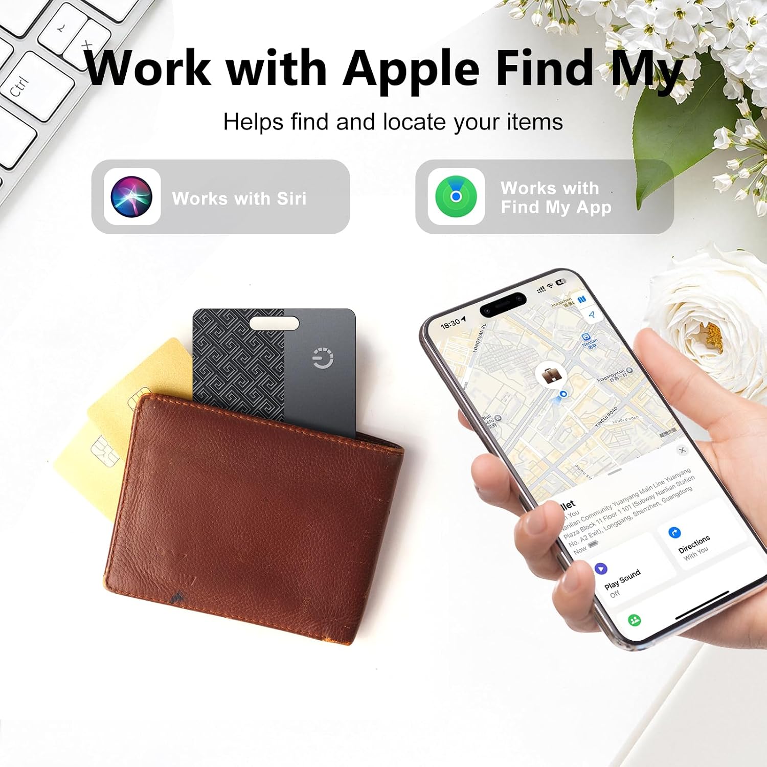 Ultra-Thin Wallet Tracker Card(iOS Only), Bluetooth Tracker Smart Card for Apple Find My iPhone