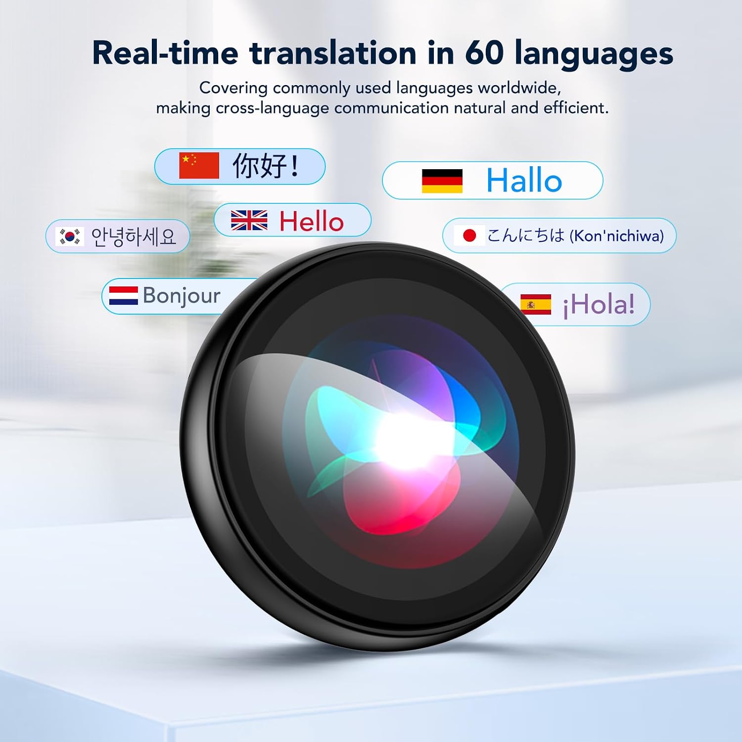 ZNP Digital Badge AI Companion, Wearable Translation Translator with HD Touchscreen, Real-Time Interactive Reactions,