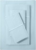 Deluxe Navy Blue Striped Microfiber Sheet Set - Hình 12