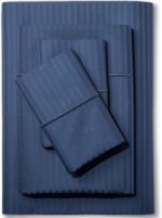 Deluxe Navy Blue Striped Microfiber Sheet Set - Hình 23