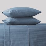 Deluxe Navy Blue Striped Microfiber Sheet Set - Hình 3