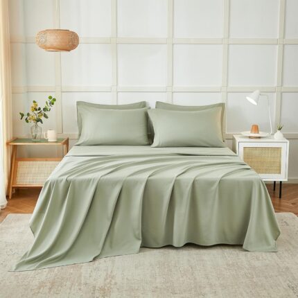Soft Sage Green Microfiber Sheet Set - Hình 2