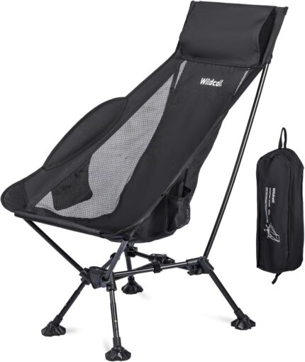Lightweight Black Reclining Camp Chair