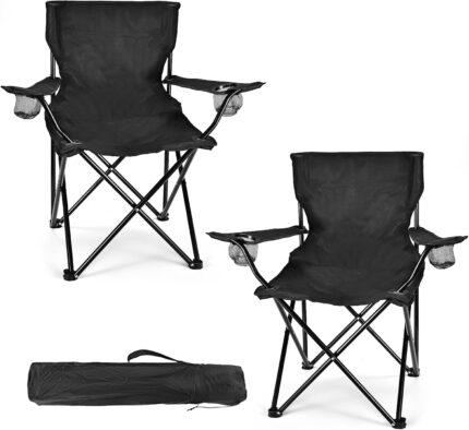 Sturdy Black Folding Camp Chairs