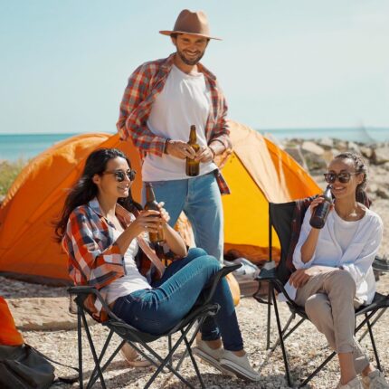 Sturdy Black Folding Camp Chairs - Hình 2