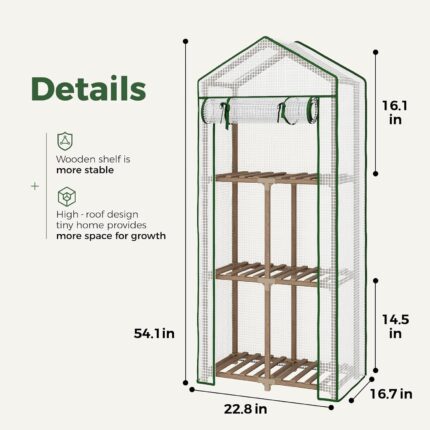 Compact Wooden Shelf Greenhouse - Hình 2
