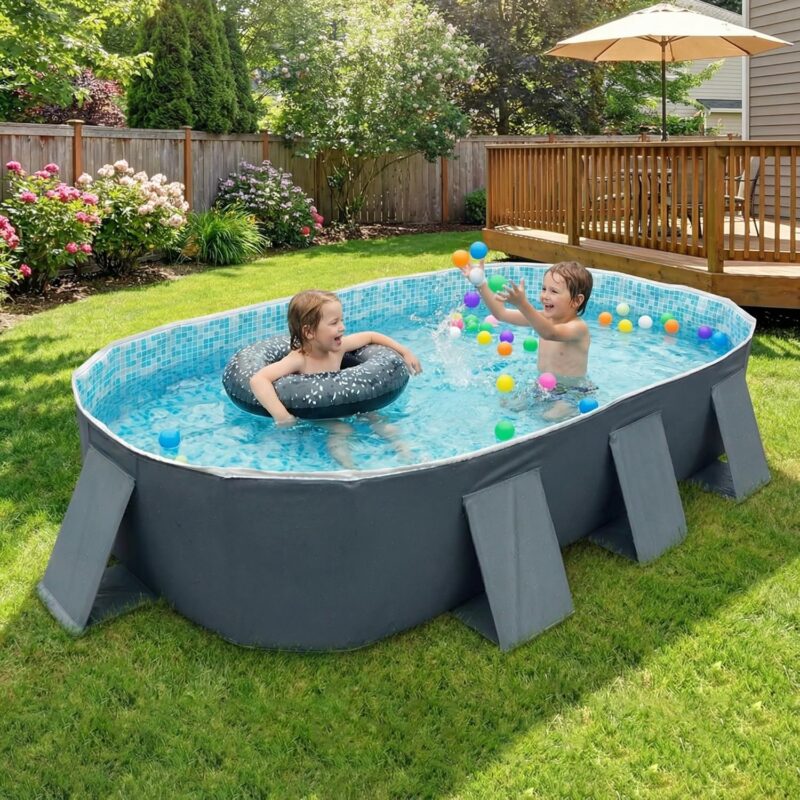 Large Oval Frame Above Ground Family Pool 115 Inch