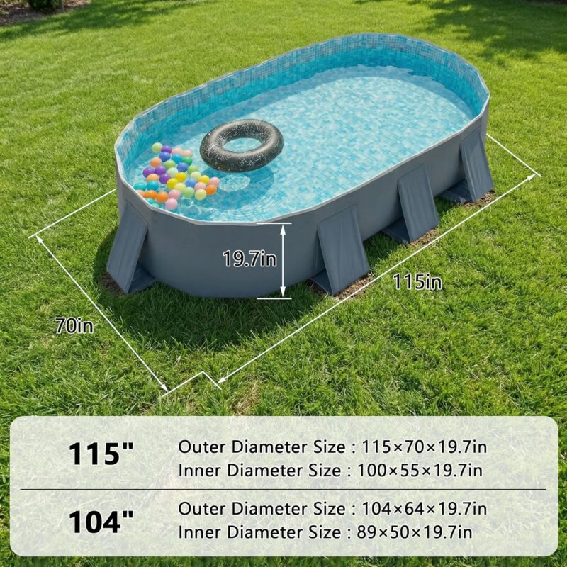 Large Oval Frame Above Ground Family Pool 115 Inch