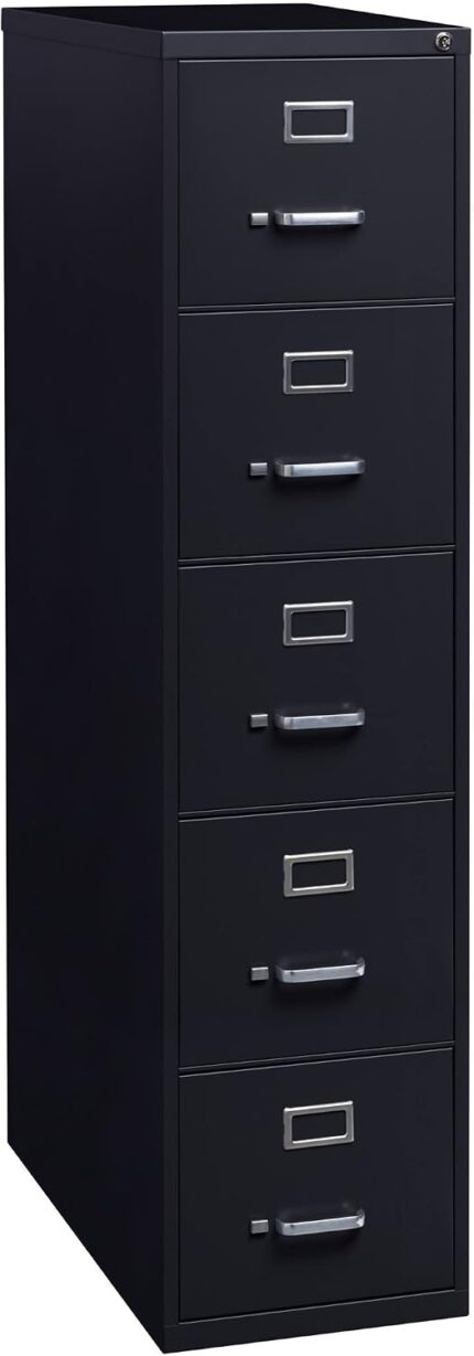 Black 5-Drawer Vertical Filing Cabinet