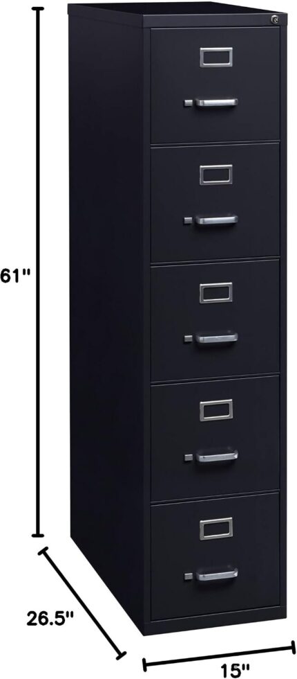 Black 5-Drawer Vertical Filing Cabinet - image 2
