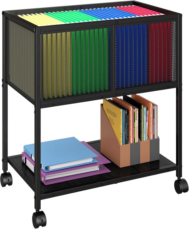 Black Mesh Mobile File Cart