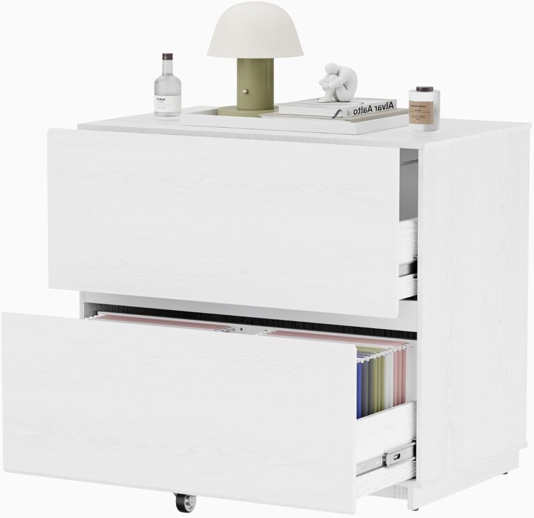 Modern White 2-Drawer Lateral File Cabinet with Smooth Glides