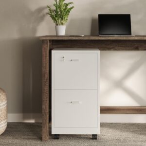 White 2-Drawer Mobile Filing Cabinet