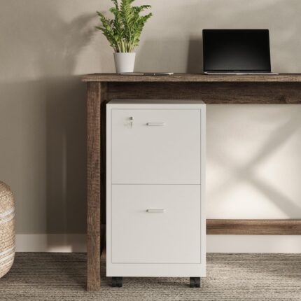 White 2-Drawer Mobile Filing Cabinet