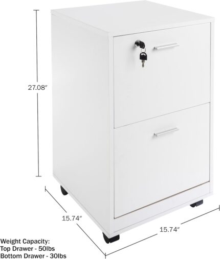 White 2-Drawer Mobile Filing Cabinet - image 2