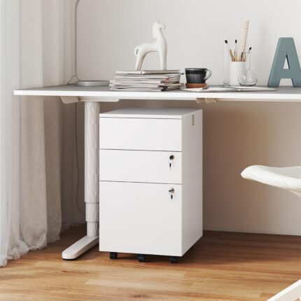 White 3-Drawer Mobile File Cabinet - image 2
