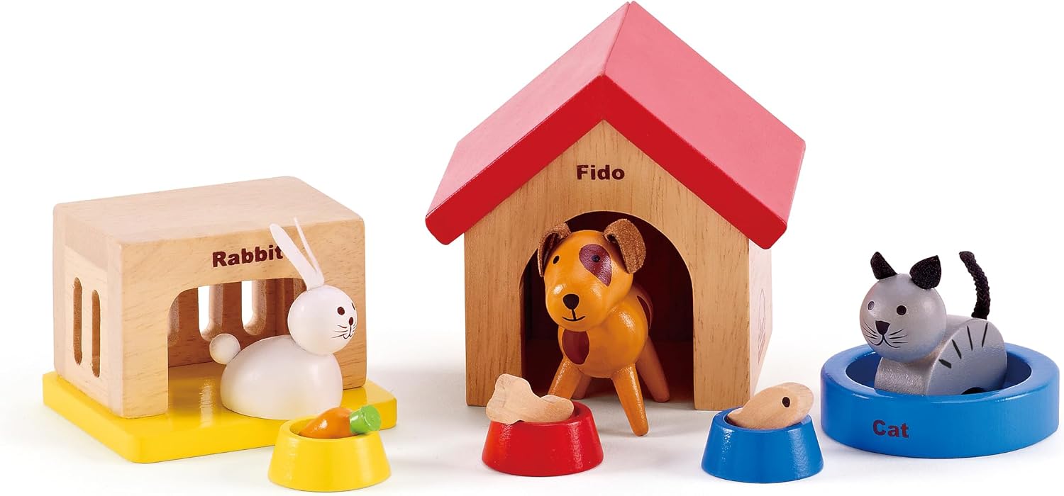 Wooden Pet Animals Play Set with Accessories — Educational Toy