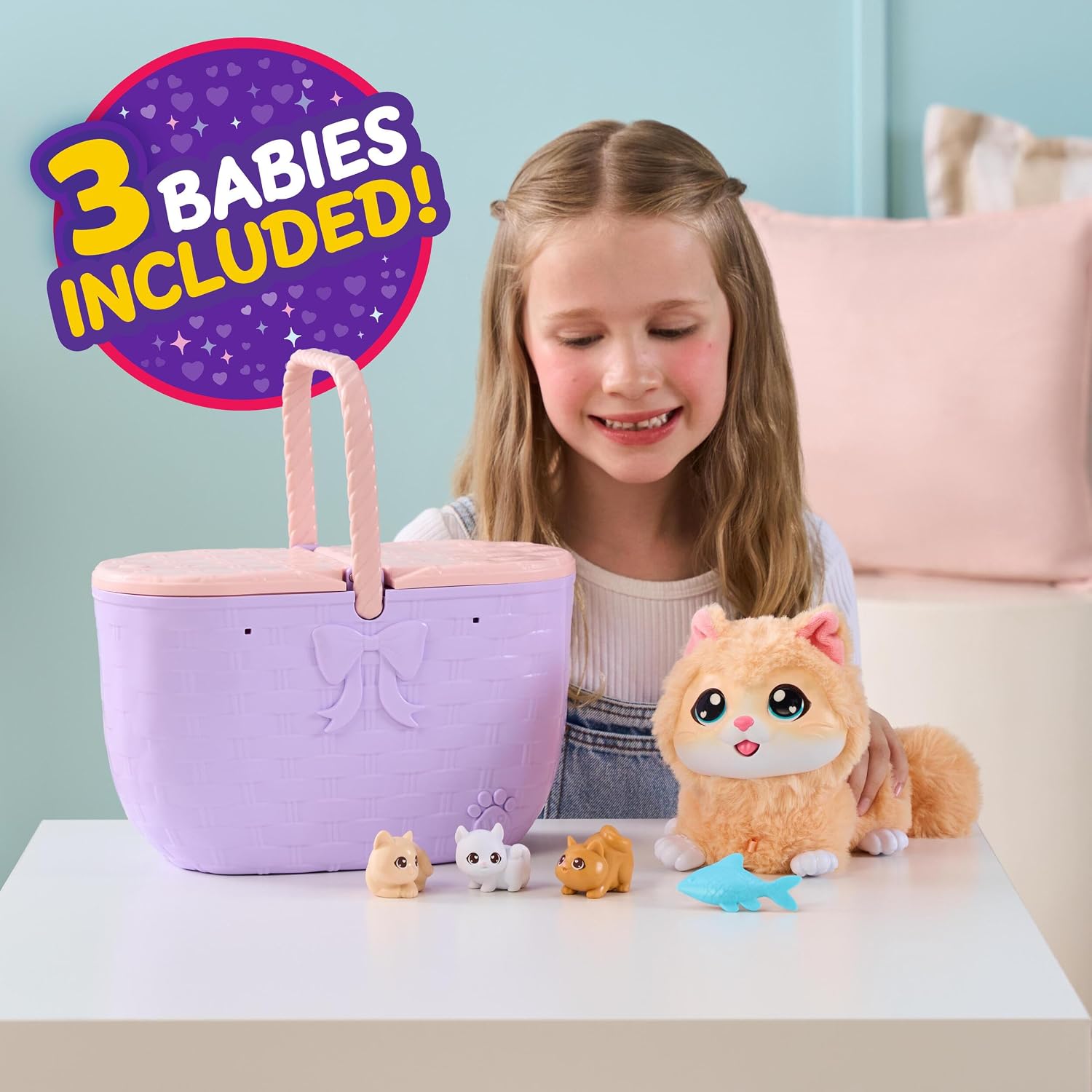 Peek-A-Boo Mama Cat & 3 Babies — Interactive Plush Pet Set — image 2