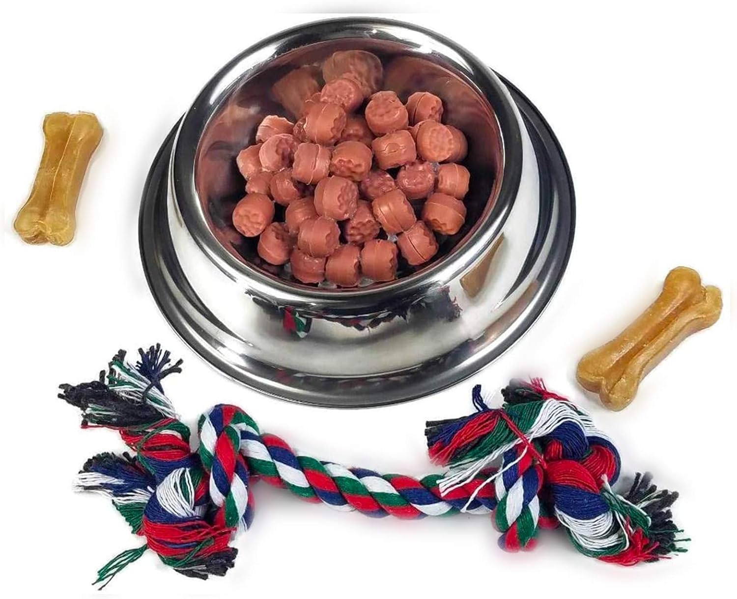 Plush Pet Accessory Kit — Dog Food Bowl, Treats & Brush