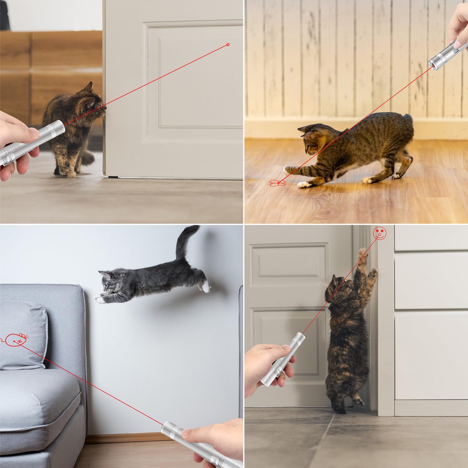 3-in-1 Cat Laser Pointer — Silver, Rechargeable — image 2