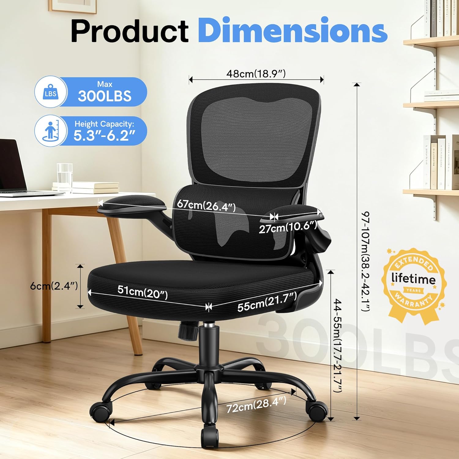 ALLGOD Ergonomic Office Chair, Breathable Mesh Ergonomic Desk Chair — view 2